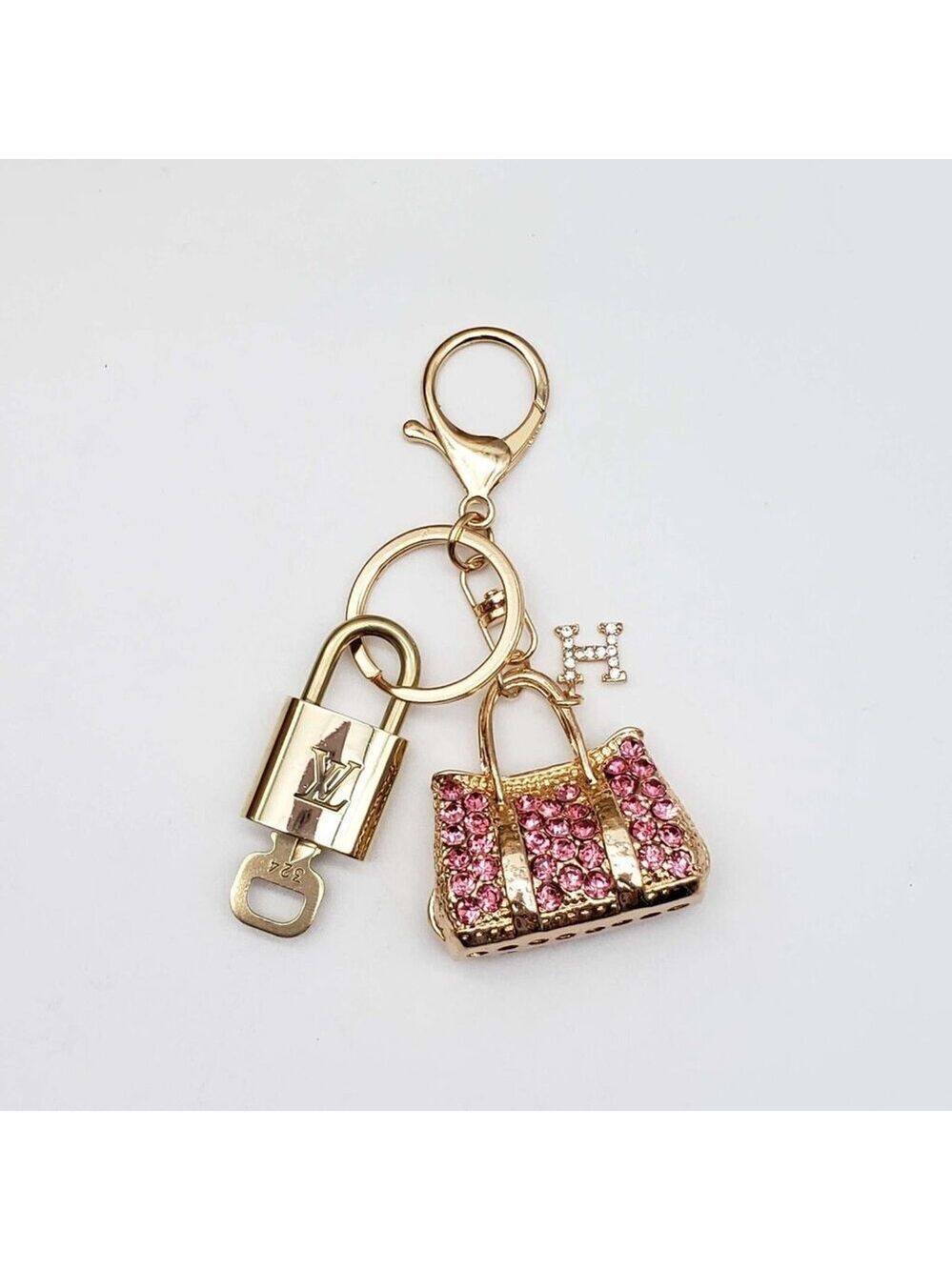 Authentic Louis Vuitton Lock & Key with Unbranded Bag Charm, Keychain